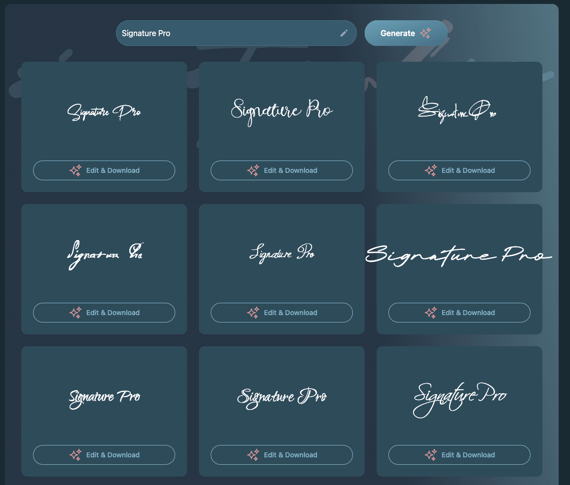 Type Signature Generator Interface